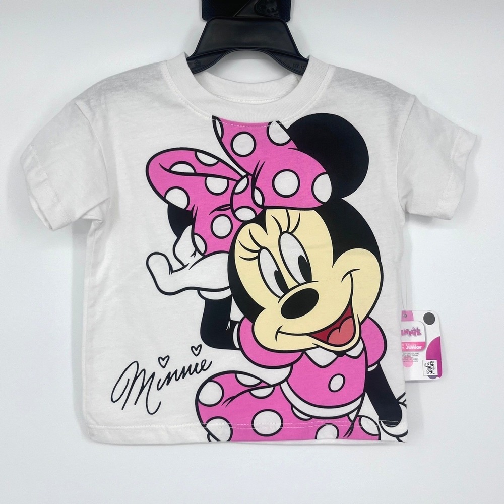 Disney Junior Minnie Mouse‎ T-Shirt Kids 12M White Pink Polka Dot Graphic NEW